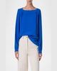 Boat-Neck Long-Sleeve Silk Crepe Blouse