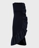 Signature Jersey Midi Dress with Asymmetrical Ruffle Detail