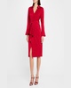 Draped Faux-Wrap Crepe Back Satin Dress