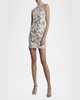 Sequin-Embellished Halter Mini Dress