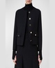 Double-Face Wool Winter Jacket with Gold-Tone Buttons