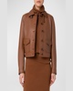 Nappa Leather Short Bomber Jacket