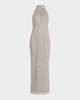 Beaded Halter Column Gown