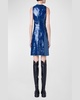 V-Neck Short Dress with Liquid Paillette Detail
