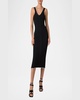 V-Neck Viscose Stretch Rib Sleeveless Midi Dress