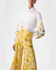 Flower Embroidered Puff-Sleeve Button-Down Shirt