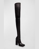 Marine Lambskin Over-The-Knee Boots
