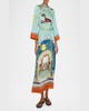 Surrealist Summer Midi Silk Dress