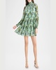 Rika Long-Sleeve Damask Mini Dress
