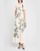 Eloise Embroidered Basketweave Tweed Maxi Dress