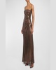 Strapless Sequin Twist Gown