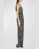 Lena Sequin Embroidered Strapless Gown