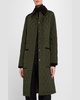 Quilted Velvet-Trim Coat