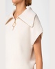 Sailor-Collar Cap-Sleeve Zip Knit Sweater