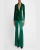 Macey Notch-Collar Fitted Velvet Blazer