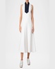 Colorblock Quarter-Zip Sleeveless Jersey Midi Dress