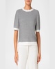 Chunky Tweed Knit Short-Sleeve Crop Sweater