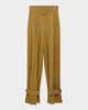 Belted Wide-Leg Tab-Hem Trousers