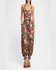 Rose Print Cropped Silk Top