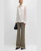 Button-Down Silk Twill Blouse