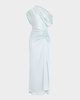 Penny One-Shoulder Ruched Satin Gown