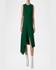 High-Low Wool Crepe Midi Dress