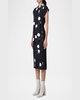Windflower-Print Cap-Sleeve Crepe Midi Dress With Detachable Bow