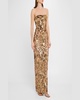 Dahlia Strapless Floral Sequin Column Gown