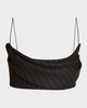 Metallic Pinstripe Drape Crop Tank Top