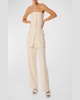 Spencer Strapless Crosshatch Linen Cotton Blazer