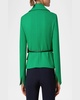 Belted Wool Tricotine Fitted Jacket