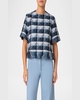 Rhombus Jacquard Denim Corp Blouse