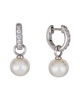 BELPEARL Silver 8-9mm Pearl CZ Hoops