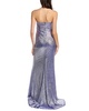 Rene Ruiz Strapless Metallic Knit Gown