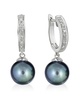 BELPEARL Silver White Topaz 9-8.5mm Freshwater Pearl Earrings