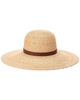 Bruno Magli Wide Brim Leather-Trim Straw Sun Hat