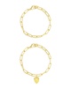 ADORNIA 14K Plated Heart Paperclip Bracelet Set
