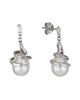 BELPEARL Silver 9-10mm Pearl CZ Dangle Earrings