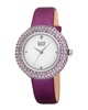 Burgi Women's Purple Satin Over Leather Diamond Watch