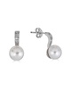 BELPEARL Silver White Topaz 8.5mm Freshwater Pearl Earrings