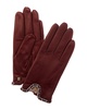Bruno Magli Chain Link Cuff Cashmere-Lined Leather Driver Gloves