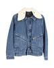 shearling collar denim jacket in blue cotton