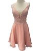 lace chiffon a-line mini dress in blush