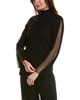 Anne Klein Women's Sernity Knit Ls Zip Back Mock Turtleneck with Fishnet Inset