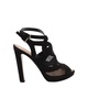 alaia crisscross mesh high heel sandals in black suede