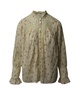 haby floral print lace trim blouse in yellow cotton