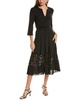 pleated skirt silk-lined wool-blend midi dress