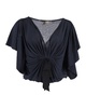 ruched front top in navy blue cotton
