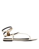 womens leather flat sandals in white