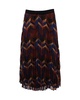 zigzag print pleated midi skirt in multicolor polyester